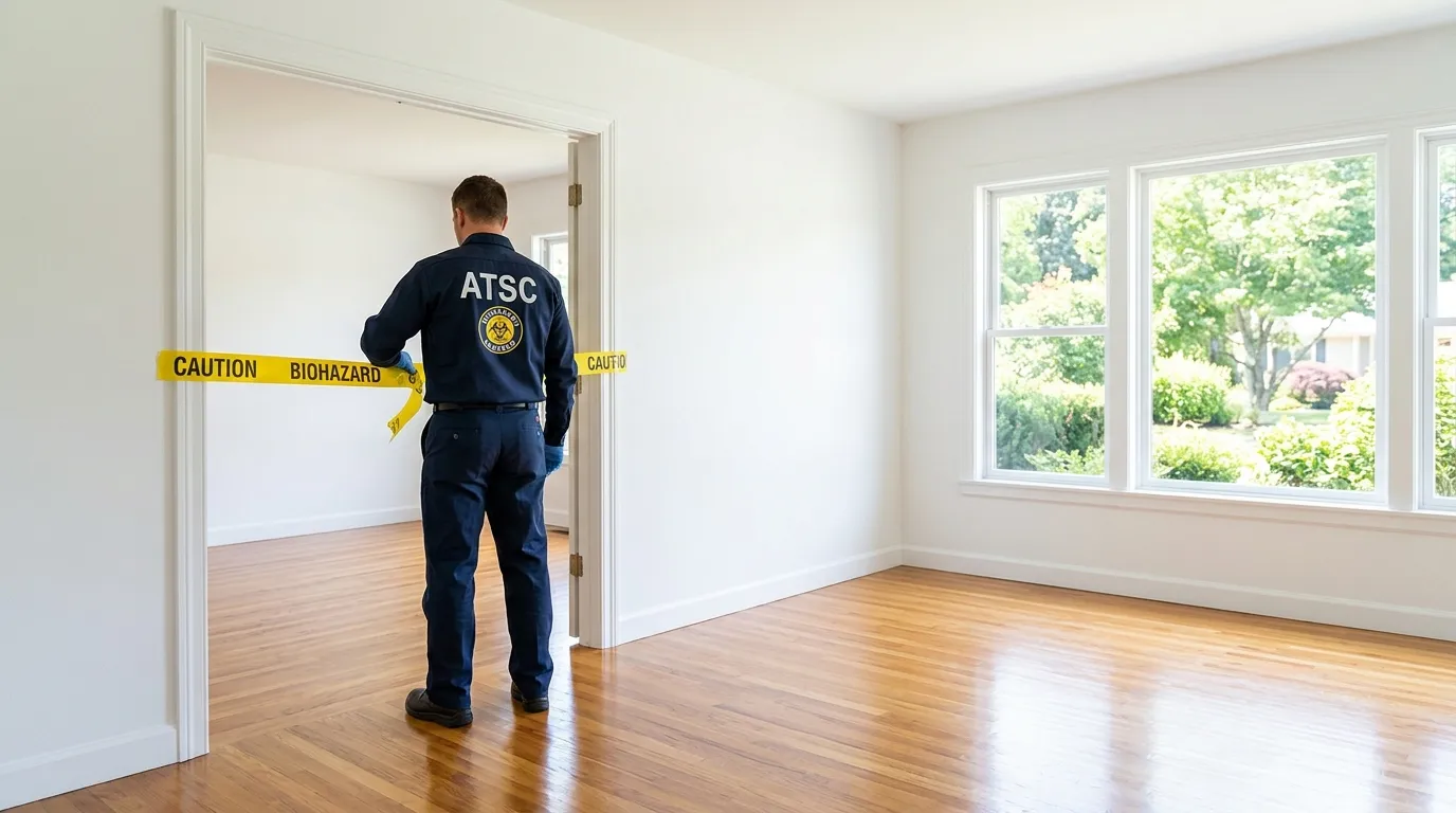 Certified biohazard cleanup crew performing Trauma Scene Cleanup in Galt